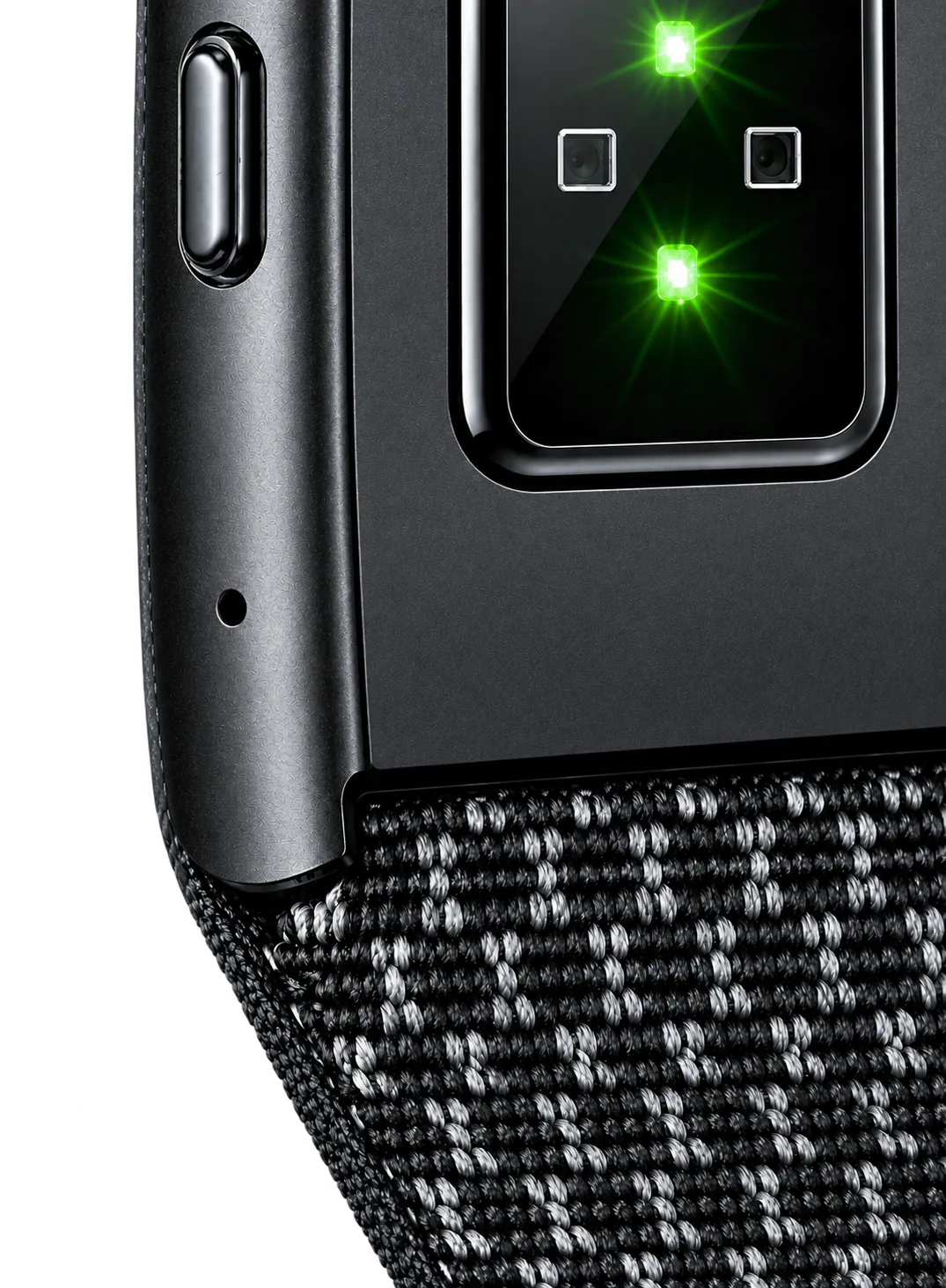 Close-up of the OVOA Band's sensors and woven material